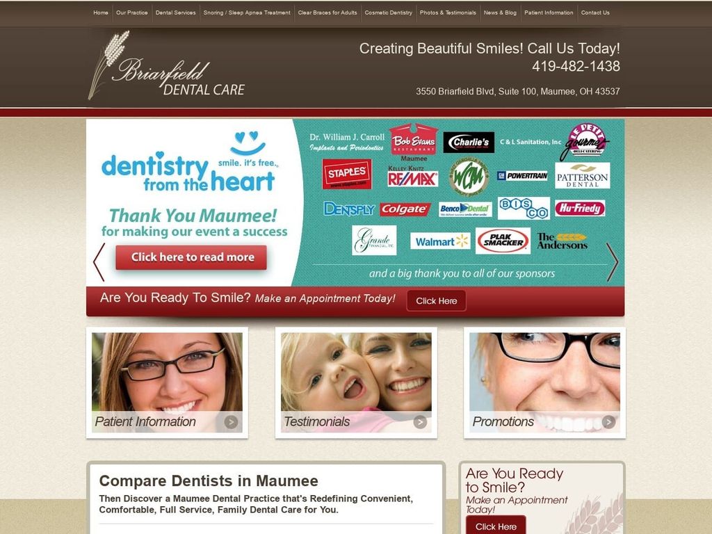 Dr. Mark N. Stuckey DDS Website Screenshot from briarfielddentalcare.com