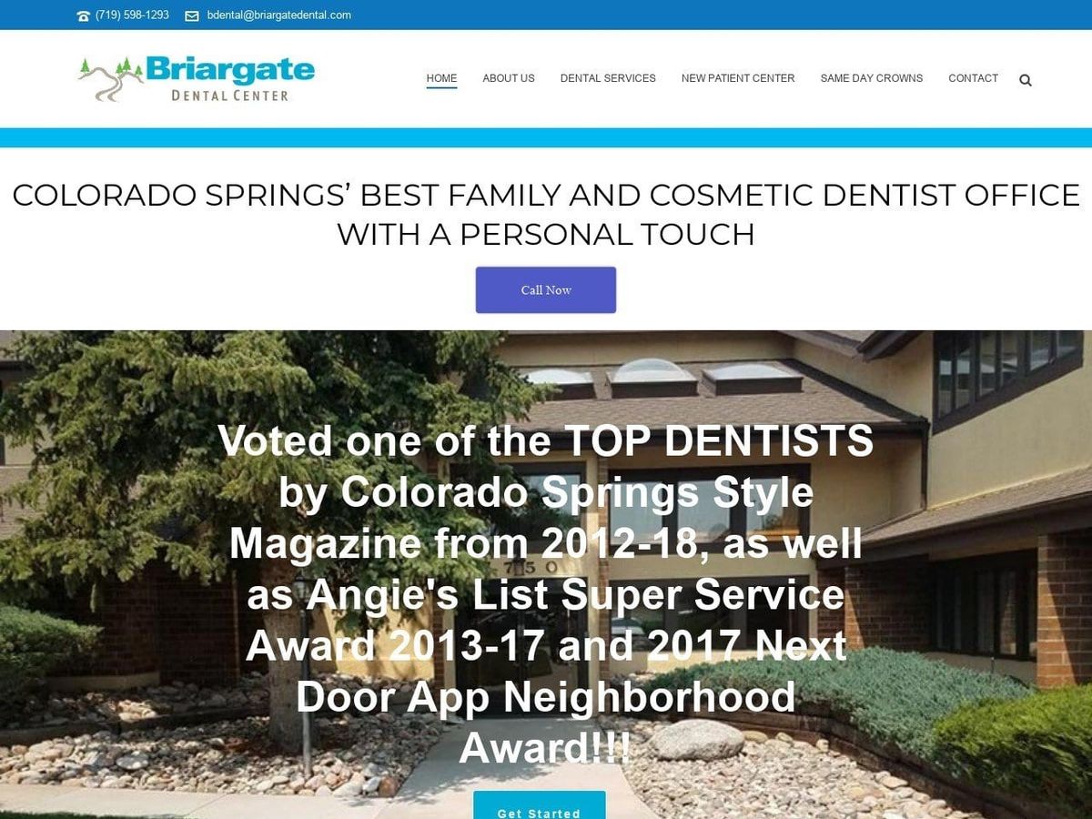 Briargate Dental Center Website Screenshot from briargatedental.com