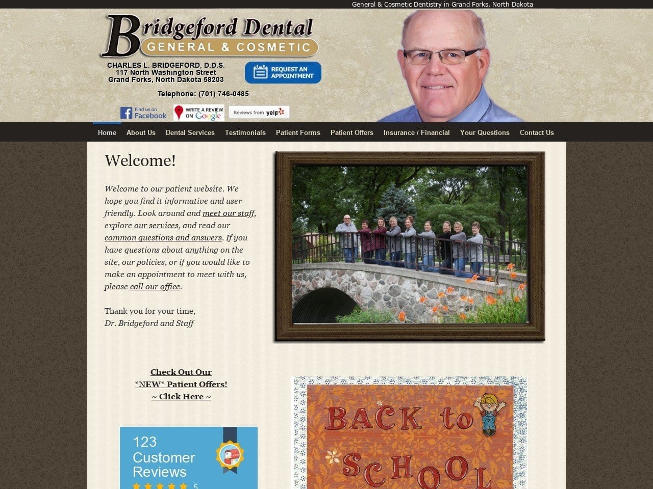 Bridgeford Dental Website Screenshot from bridgeforddental.com