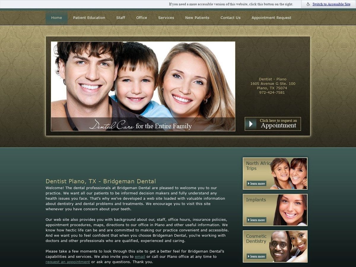 Bridgeman Dental Website Screenshot from bridgemandental.com