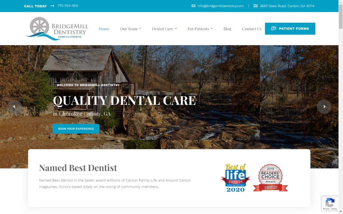 bridgemilldentistry.com screenshot