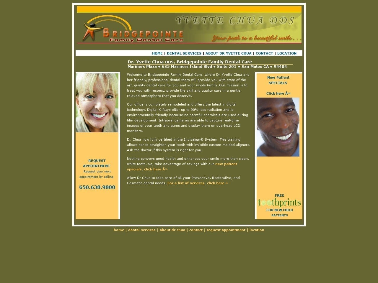 Dr. Yvette C. Chua DDS Website Screenshot from bridgepointedental.com