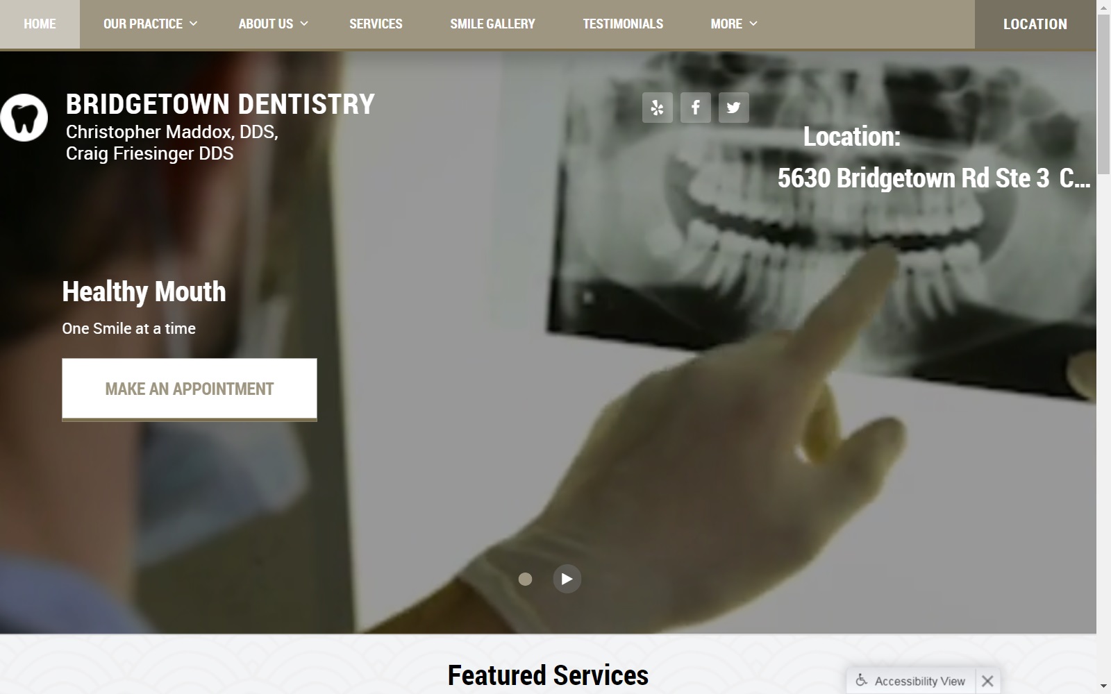 bridgetowndentist.com screenshot