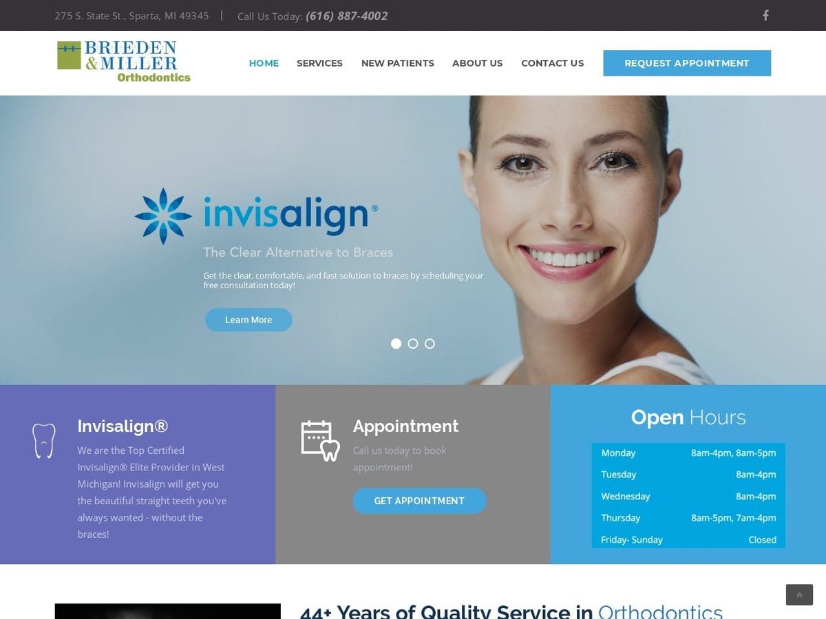 Brieden & Miller Orthodontics Website Screenshot from briedenmillerortho.com