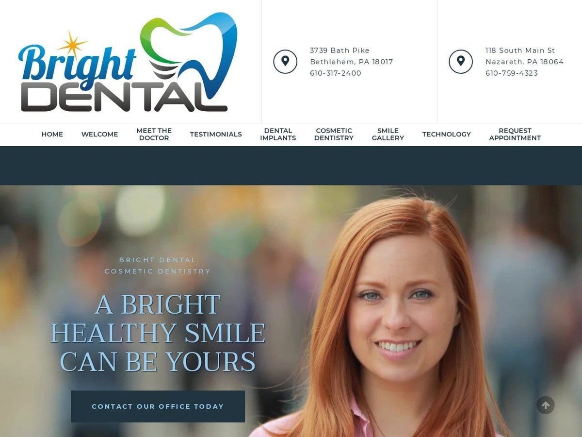 Bright Dental Website Screenshot from brightdentalpa.com