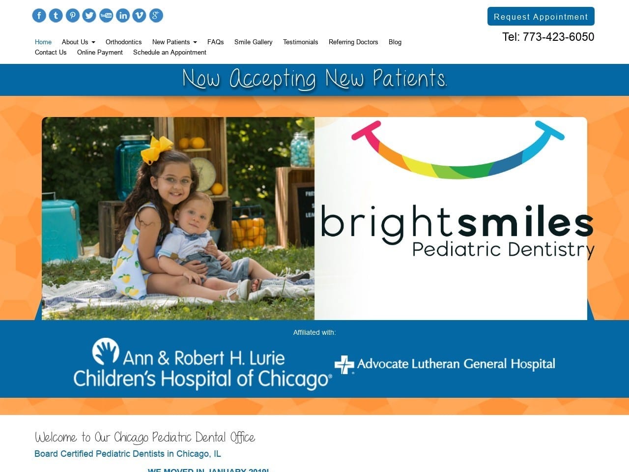 BrightSmiles Pediatric Dentistry Website Screenshot from brightsmilespediatricdentistry.com