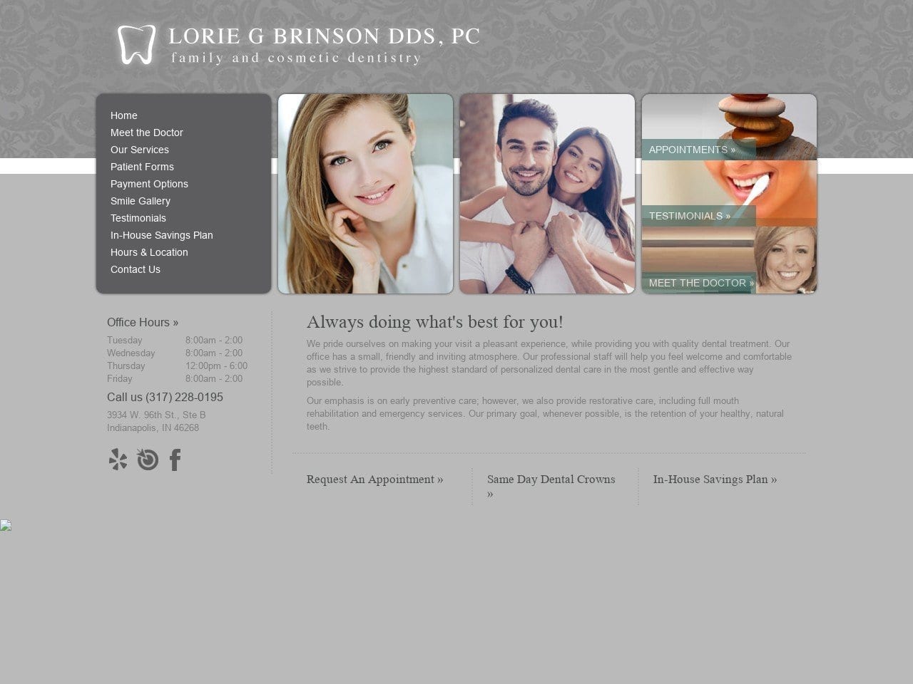 Lorie G Brinson DDS PC Website Screenshot from brinsondental.com