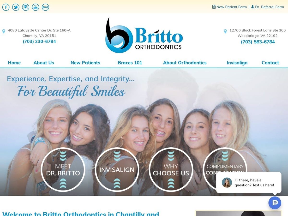 Britto Orthodontics Dr.Britto Denis DDS Website Screenshot from brittoorthodontics.com