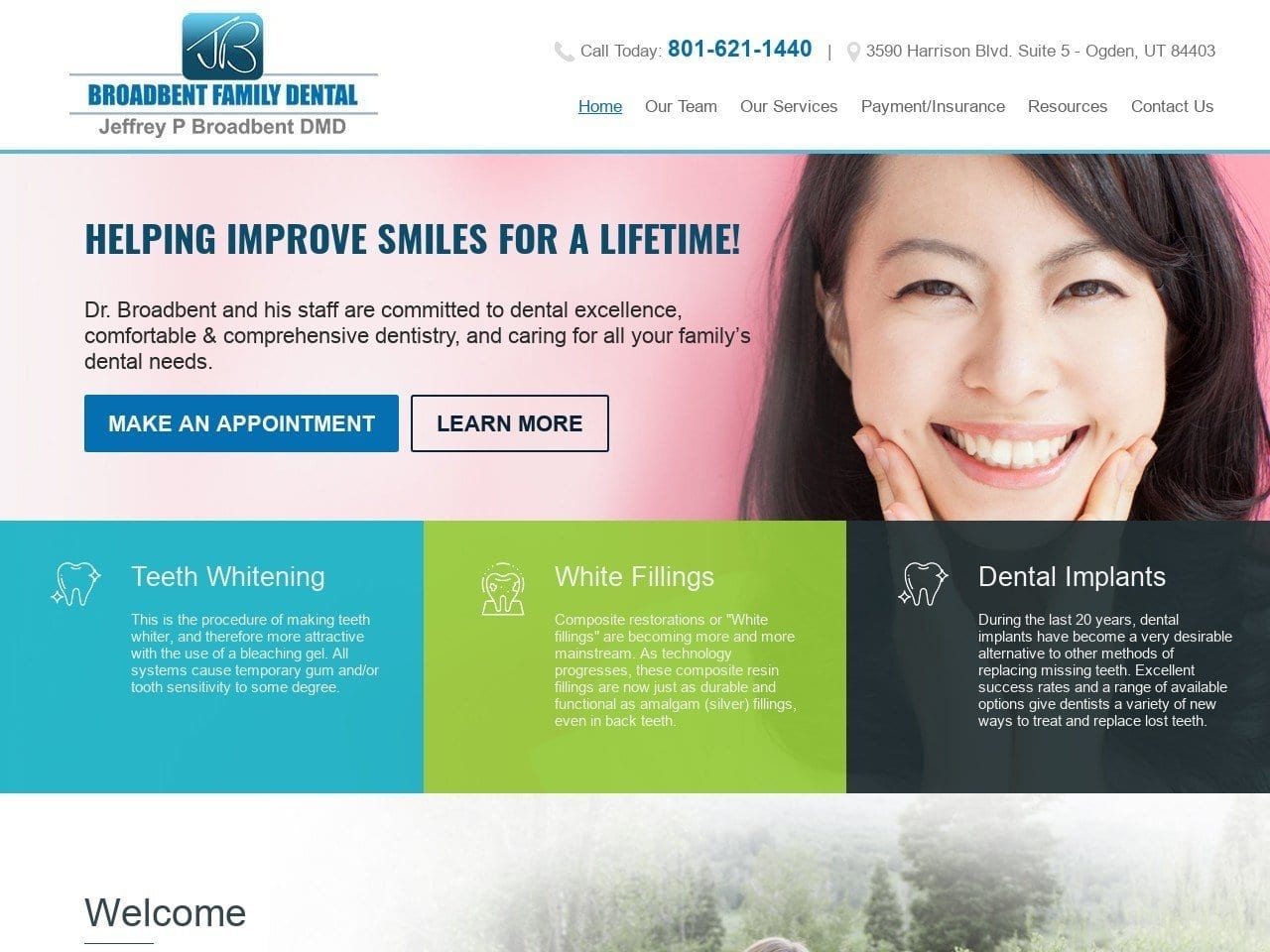 Broadbent Family Dental Website Screenshot from broadbentfamilydental.com