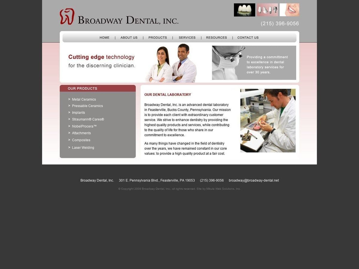 Broadway Dental Inc Website Screenshot from broadway-dental.net