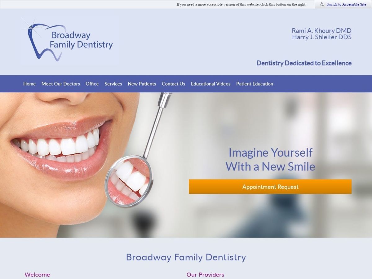 Broadway Family Dentist Website Screenshot from broadwayfamilydentistry.com