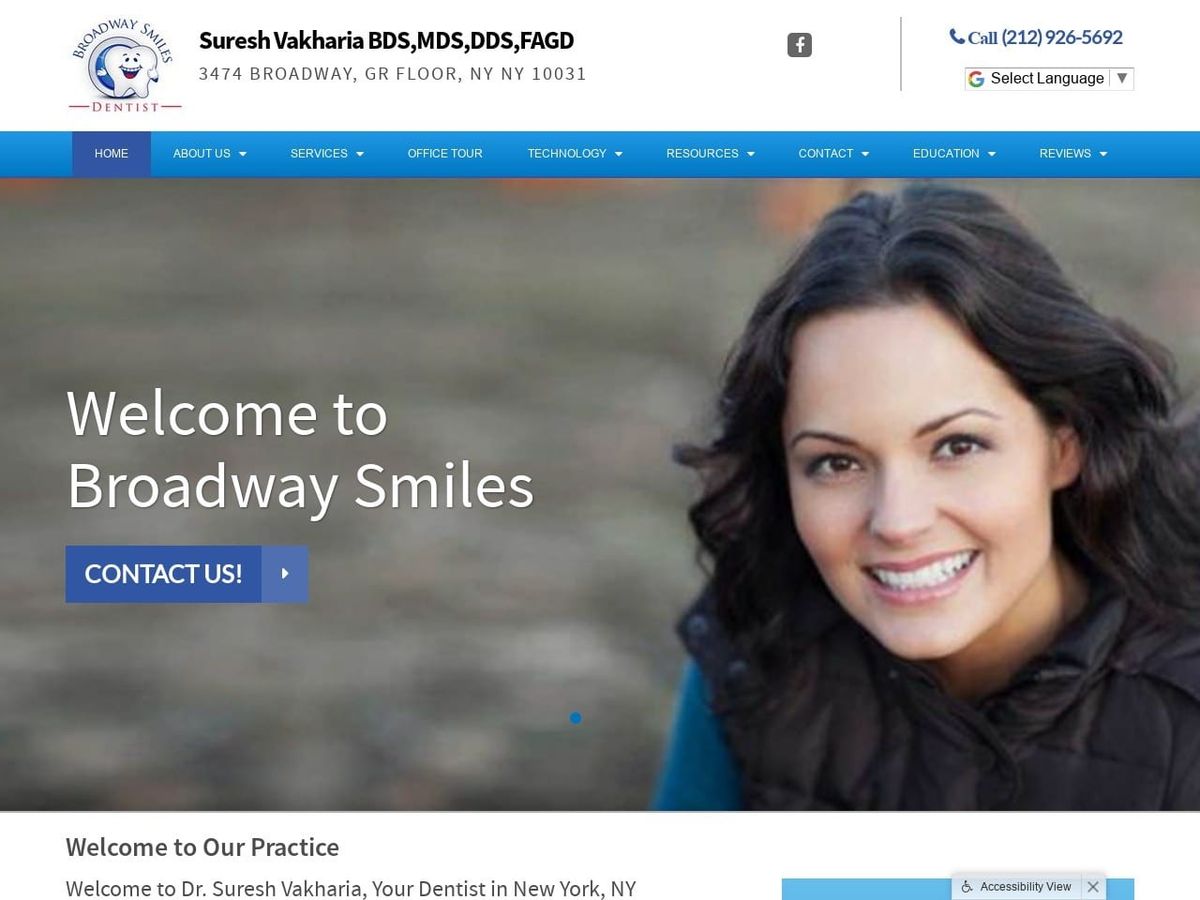 Broadway Smiles Dr. Suresh Vakharia MDS DDS FAGD Website Screenshot from broadwaysmilesny.com