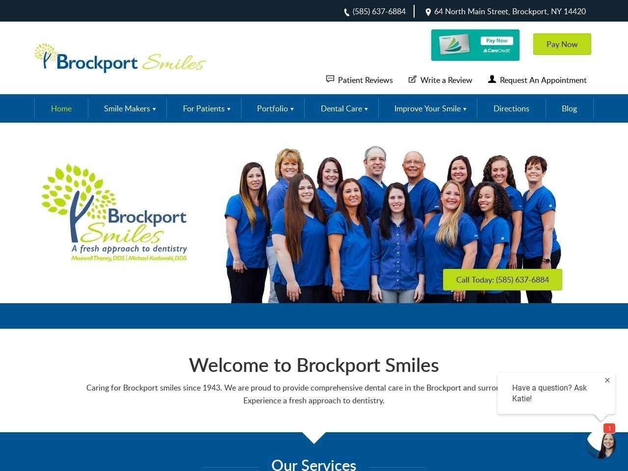 Brockport Smiles Website Screenshot from brockportsmiles.com