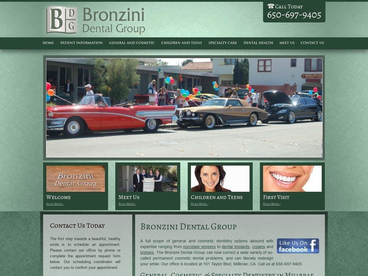 Bronzini Dental Group Website Screenshot from bronzinidds.com