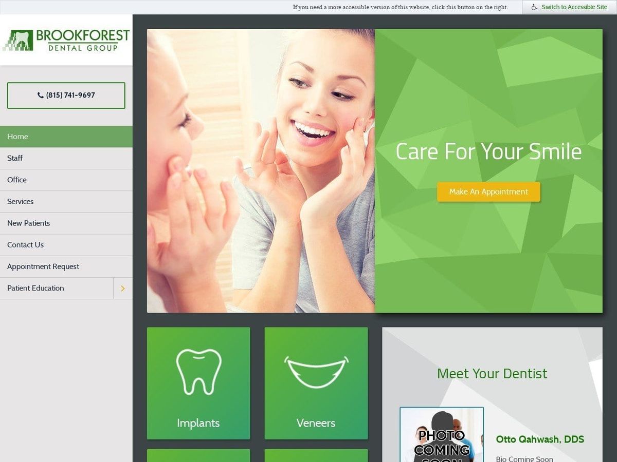 Brookforest Dental Care Website Screenshot from brookforestdental.com