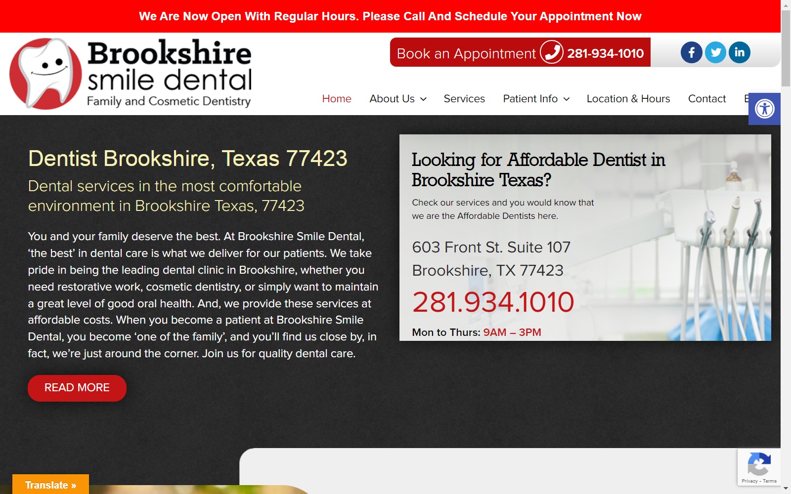 brookshiresmiledental.com screenshot