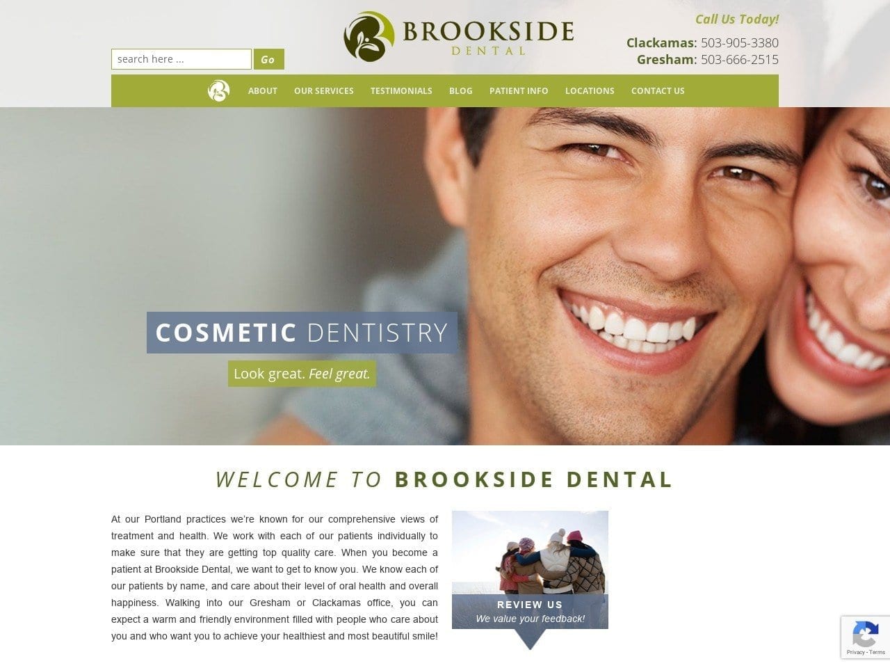 Brookside Family Dental Website Screenshot from brooksidefamilydental.com