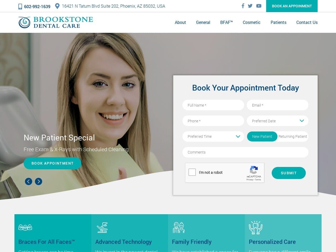 Brookstone Dental Care Website Screenshot from brookstoneaz.com