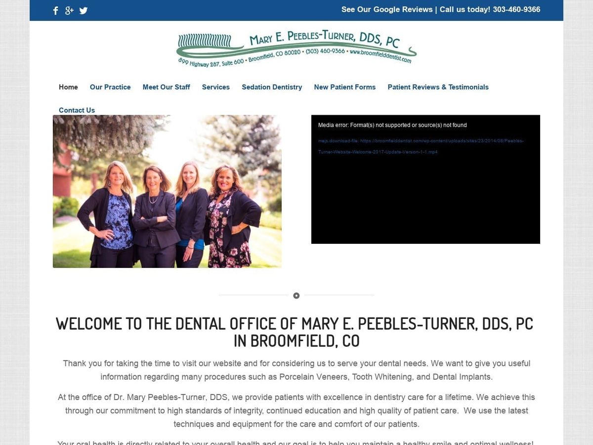 Broomfield Dentist Website Screenshot from broomfielddentist.com