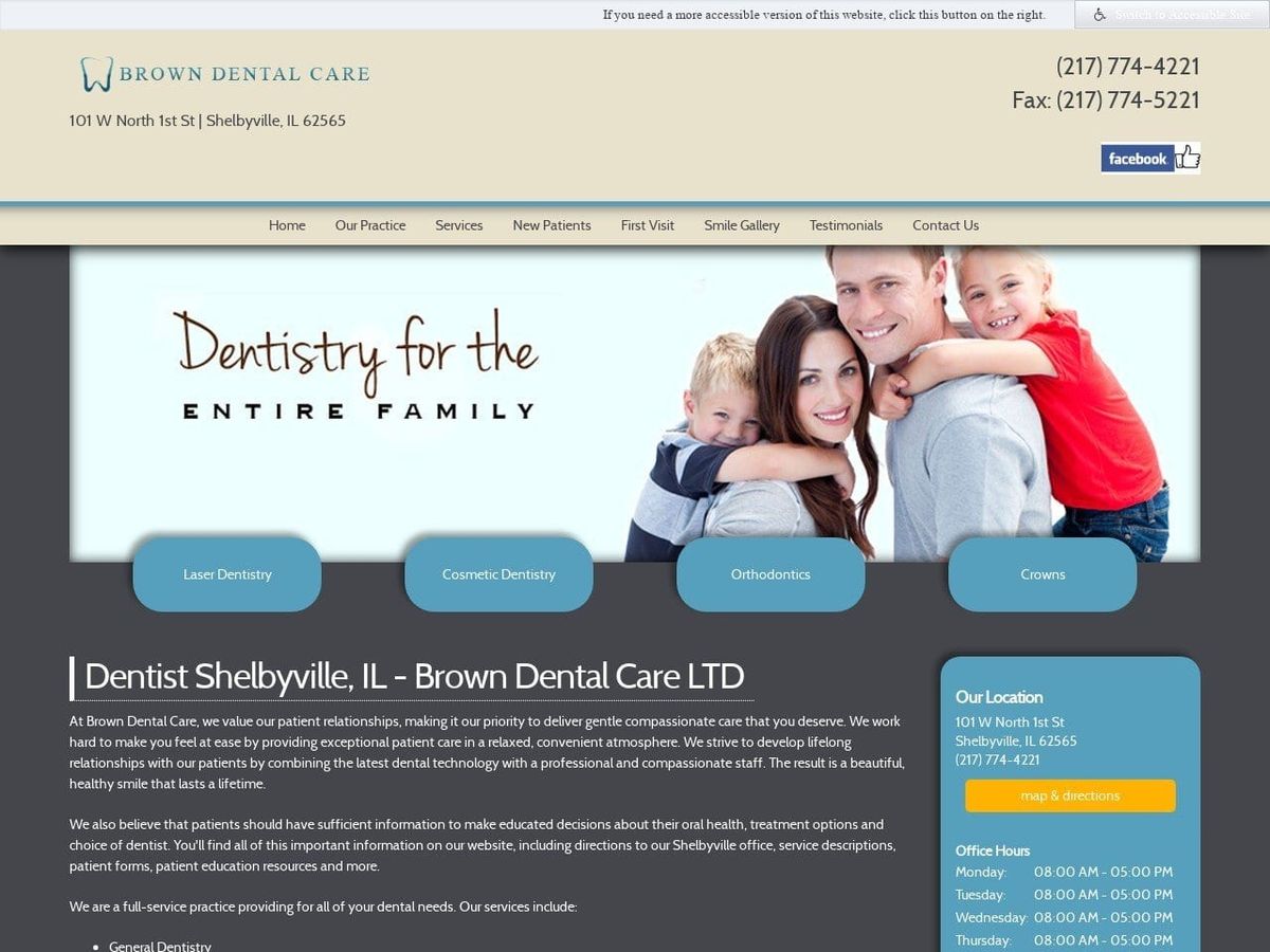 William W. Brown Jr. DDS PA Website Screenshot from browndentalcare.com