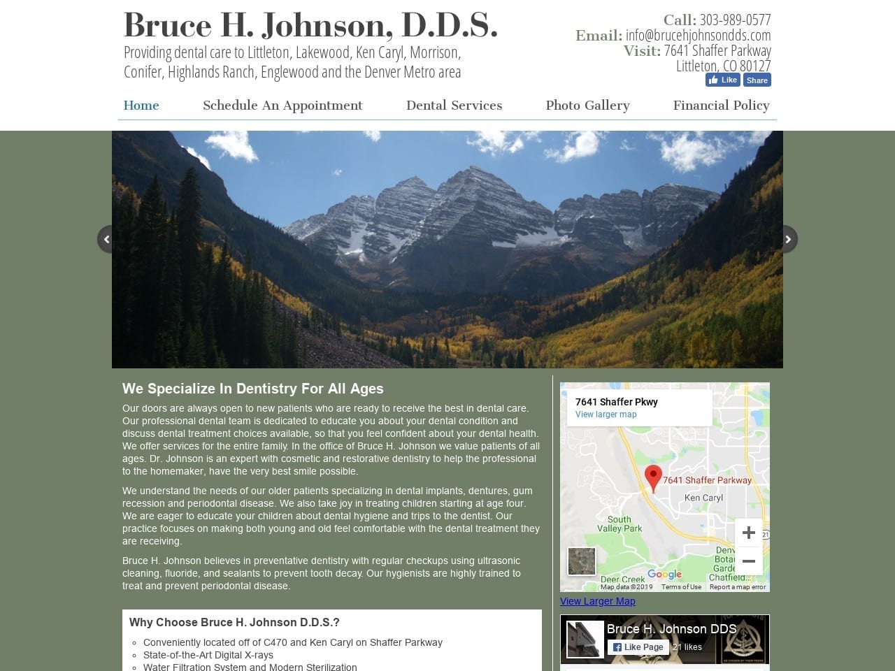 Dr. Bruce H. Johnson DDS Website Screenshot from brucehjohnsondds.com