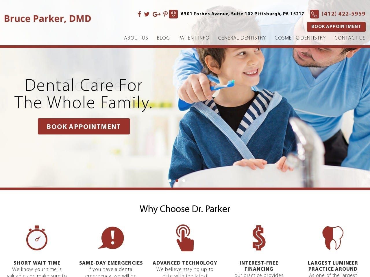 Dr. Jeffrey M. Parker DMD Website Screenshot from bruceparkerdmd.com