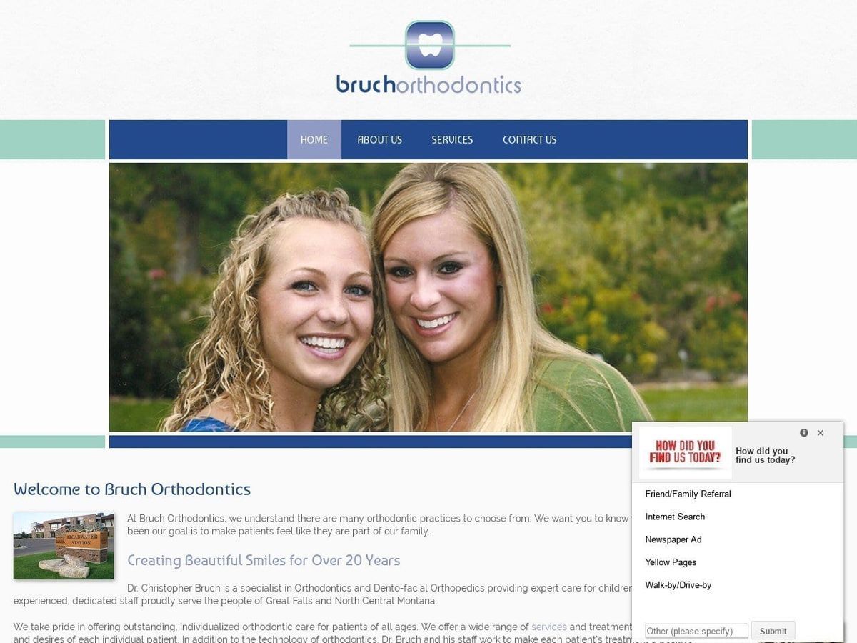 Bruch Orthodontics Website Screenshot from bruchorthodontics.com