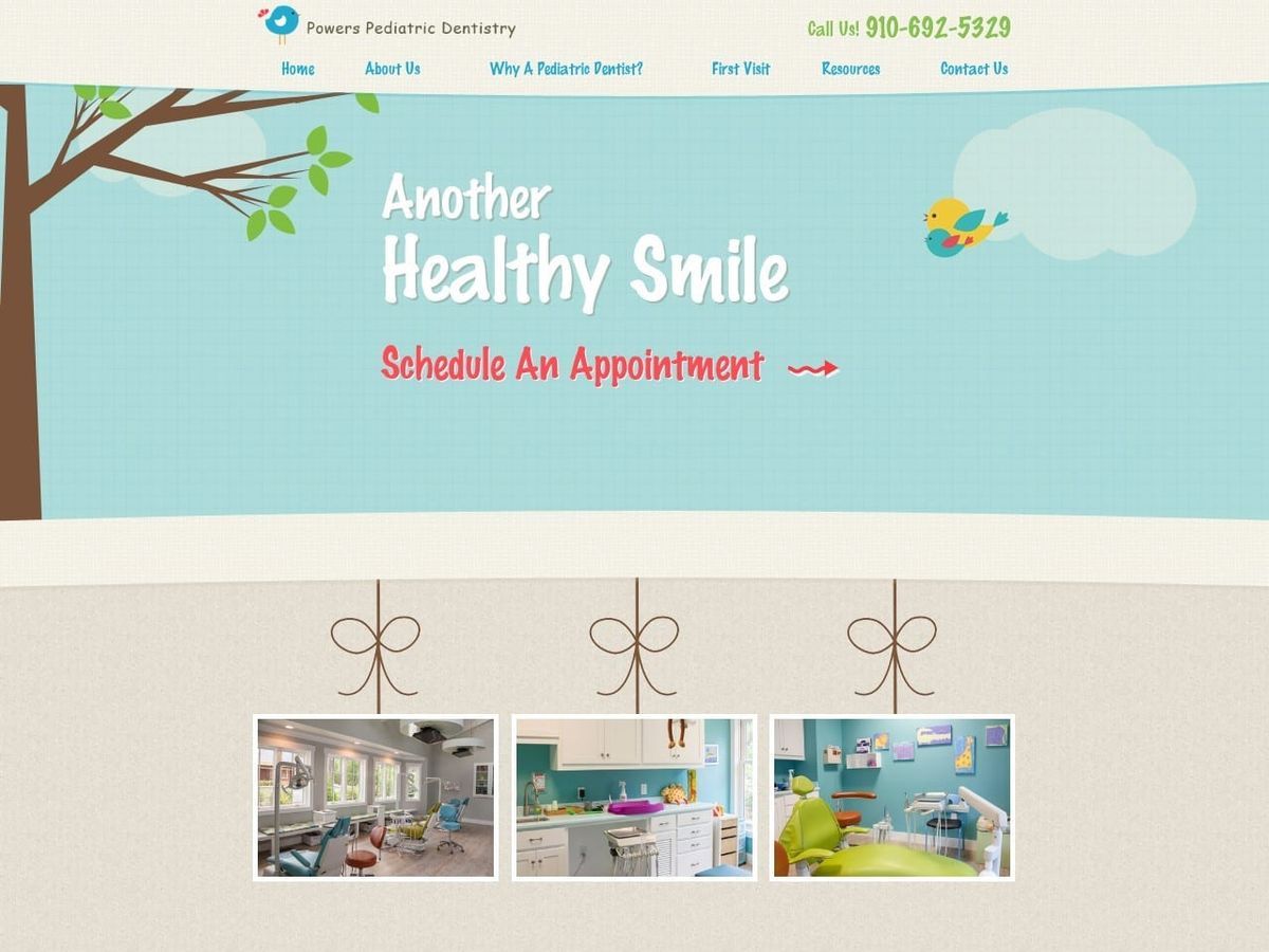 Powers Pediatric Dentistry Website Screenshot from brushingbirdie.com