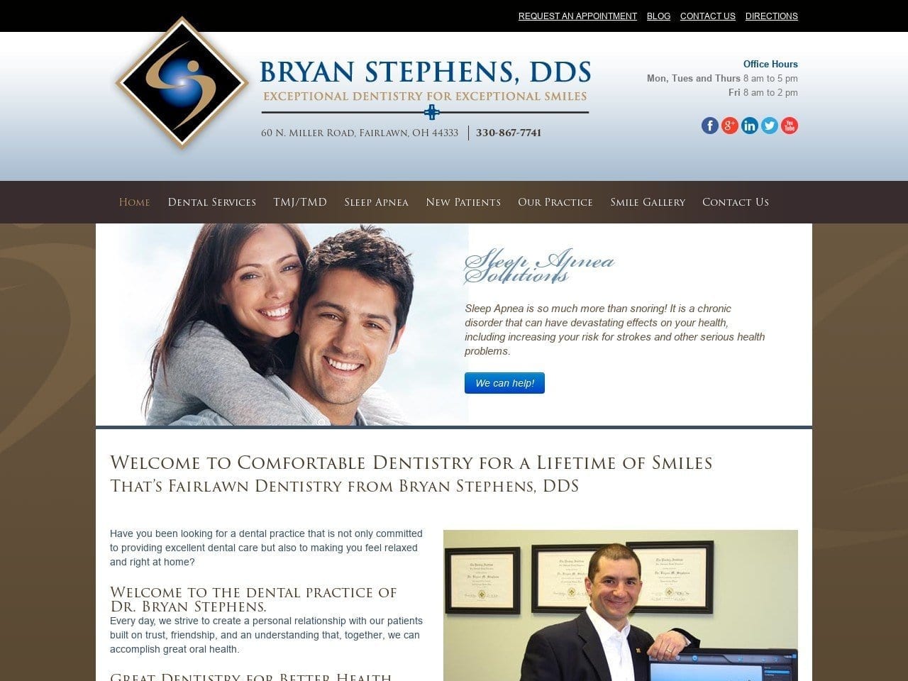 Dr. Bryan M. Stephens DDS Website Screenshot from bryanstephensdds.com