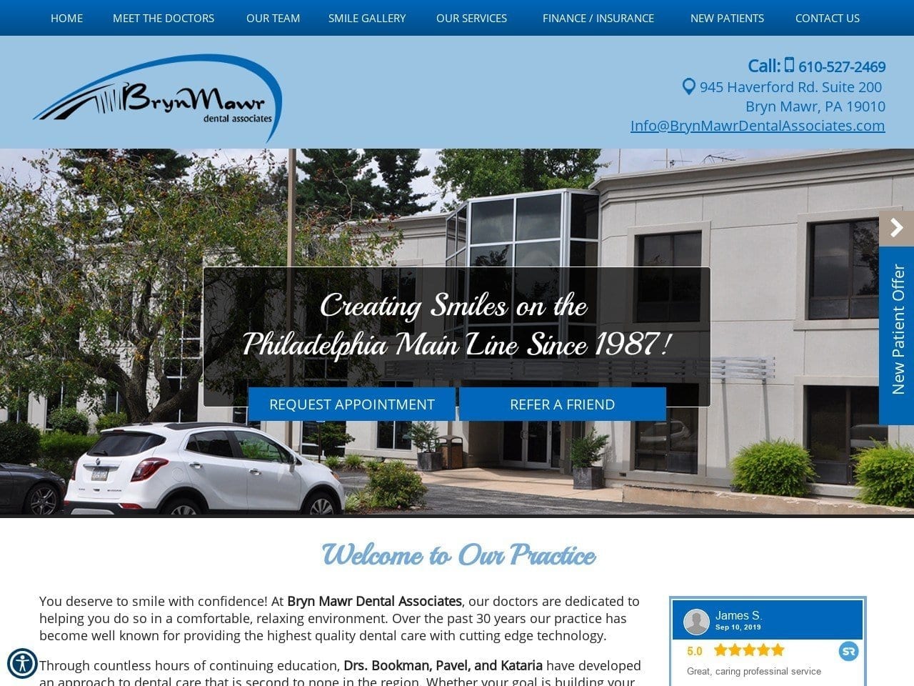 Bryn Mawr Dental Associates Website Screenshot from brynmawrdentalassociates.com