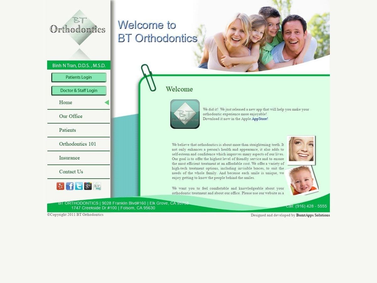 BT Orthodontics Website Screenshot from btorthodontics.com