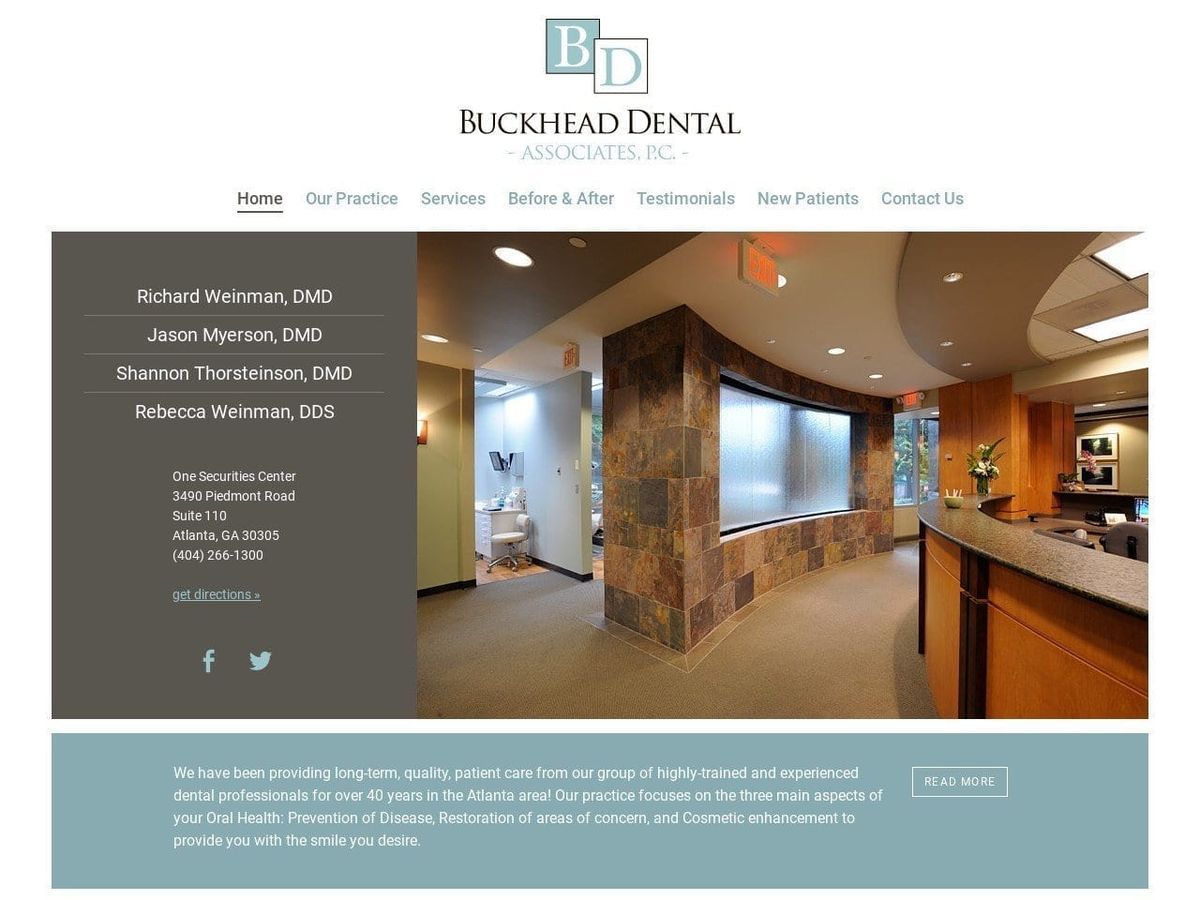 Buckhead Dental Associates Weinman Richard A DDS Website Screenshot from buckheaddentalassociates.com