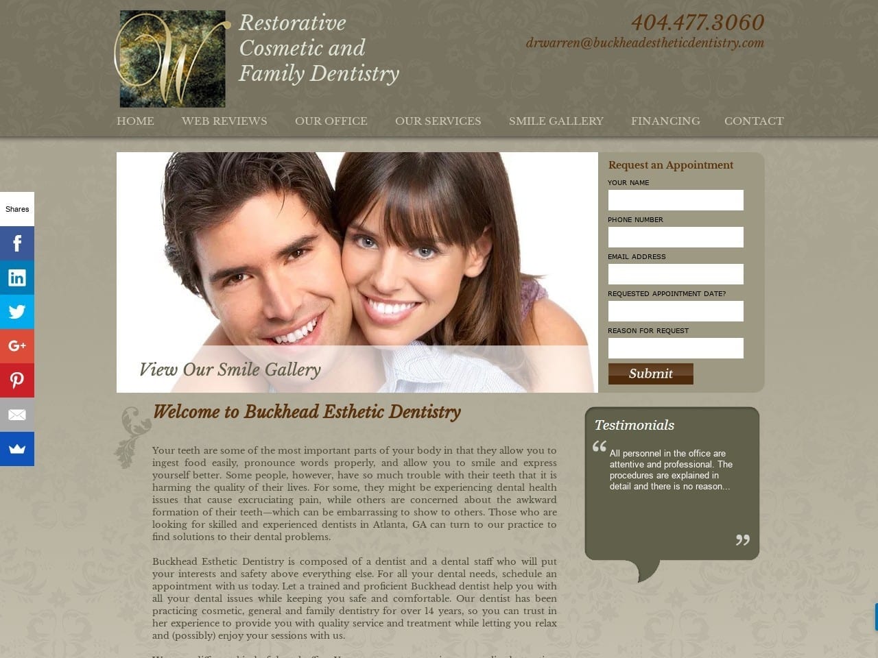 Buckhead Esthetic Dentistry Website Screenshot from buckheaddentist.org