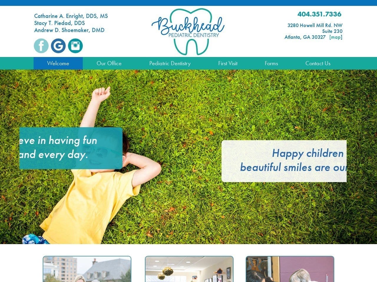 Dr. Catherine A. Enright DDS Website Screenshot from buckheadpediatricdentistry.com