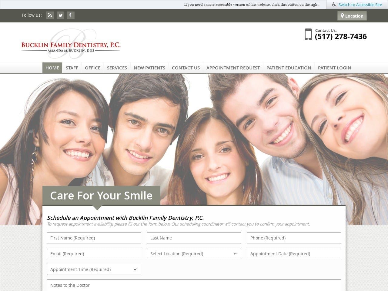 Bucklin Family Dentist Website Screenshot from bucklinfamilydentistry.com