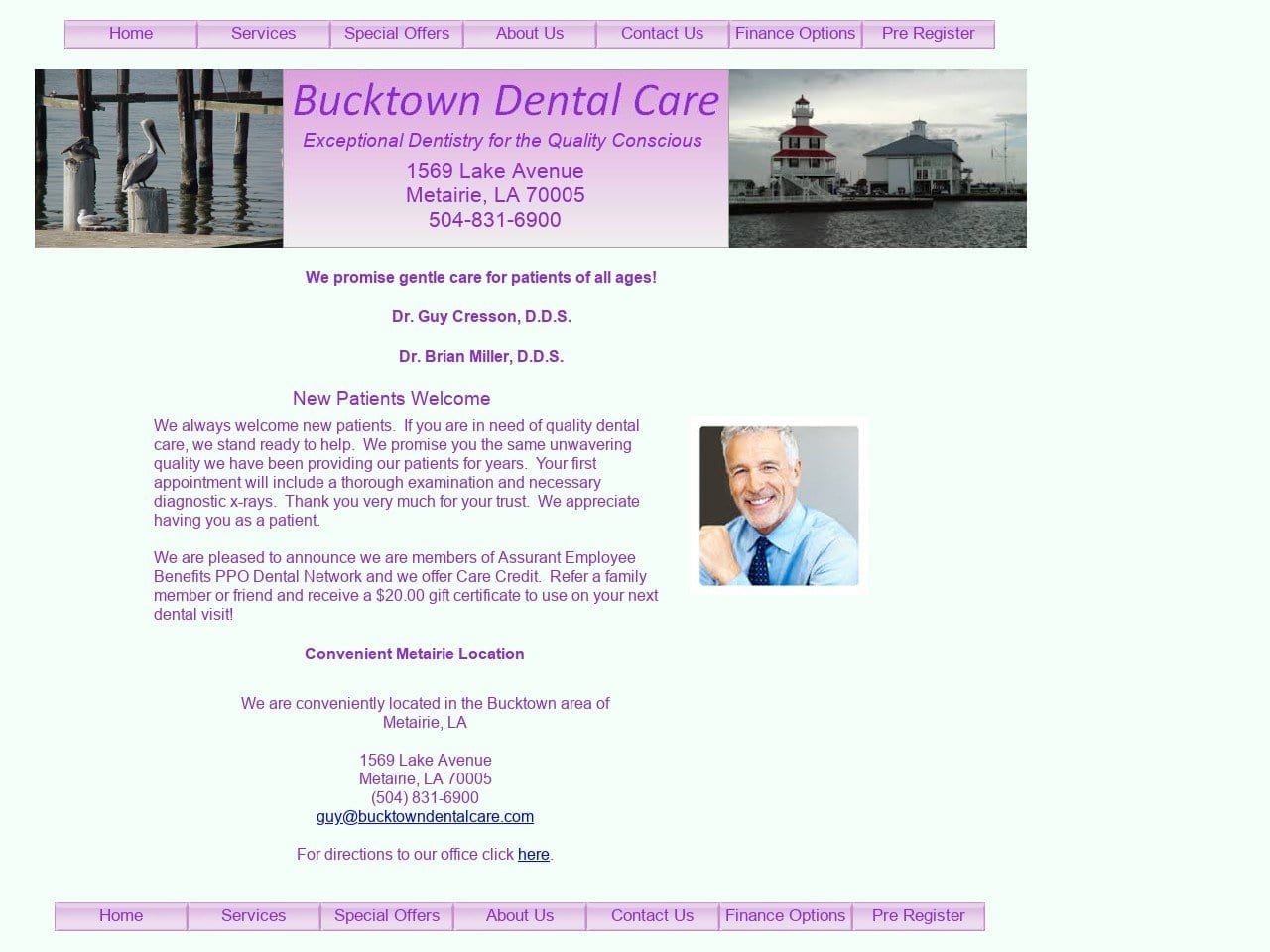 Bucktown Dental Care Website Screenshot from bucktowndentalcare.com