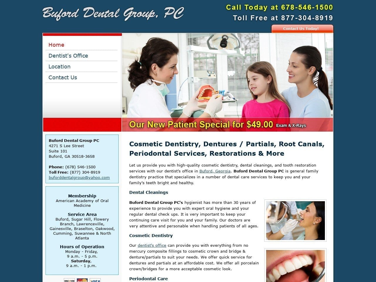 Buford Dental Group Website Screenshot from buforddentalgroup.net