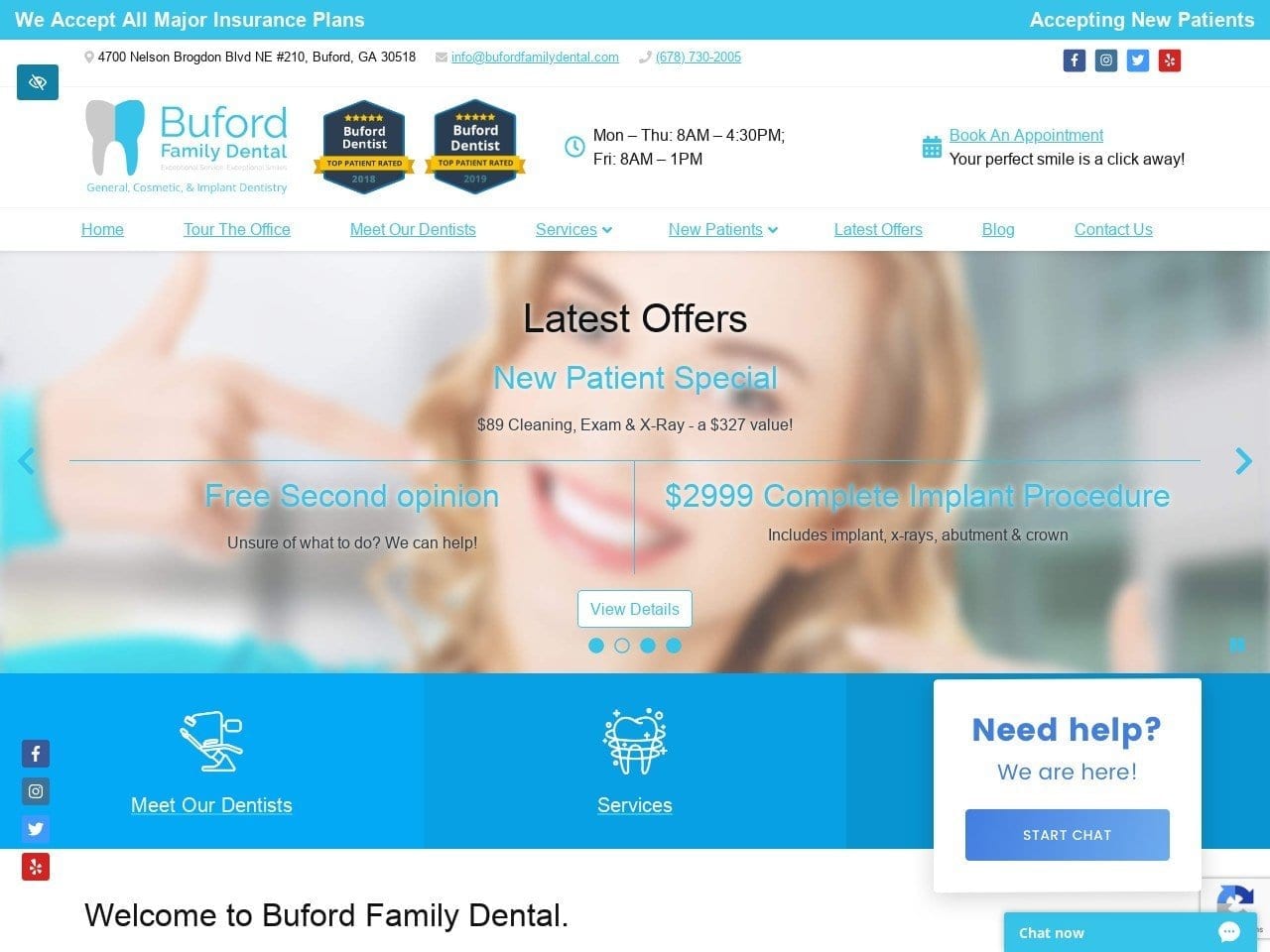 Buford Family Dental Website Screenshot from bufordfamilydental.com