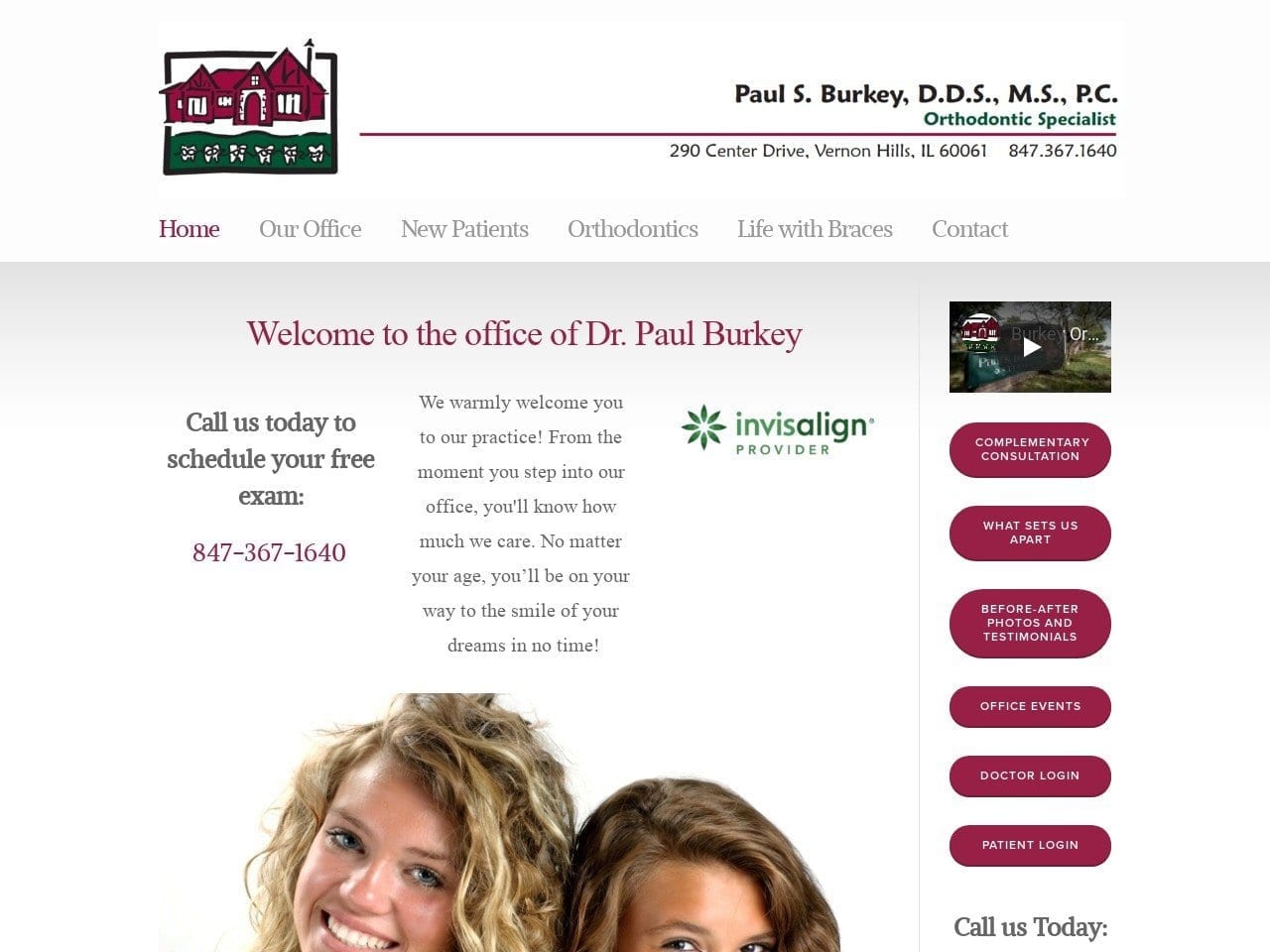 Dr. Paul S Burkey Orthodontic Specialist Website Screenshot from burkeyortho.com