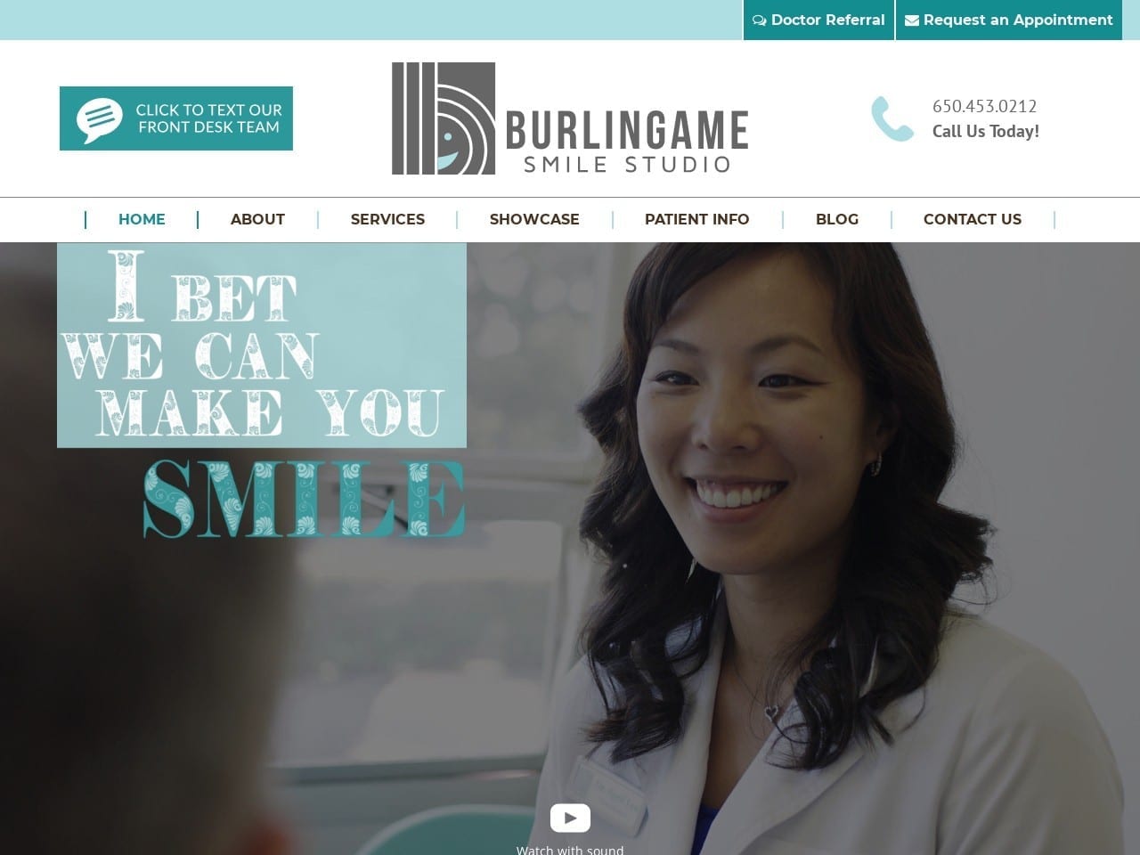 Burlingame Smile Studio Website Screenshot from burlingamesmilestudio.com