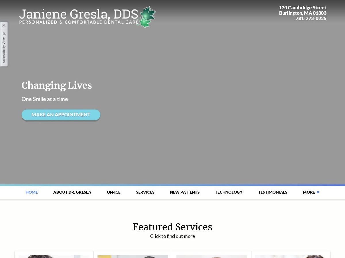 Gresla Janiene Website Screenshot from burlingtondental.com