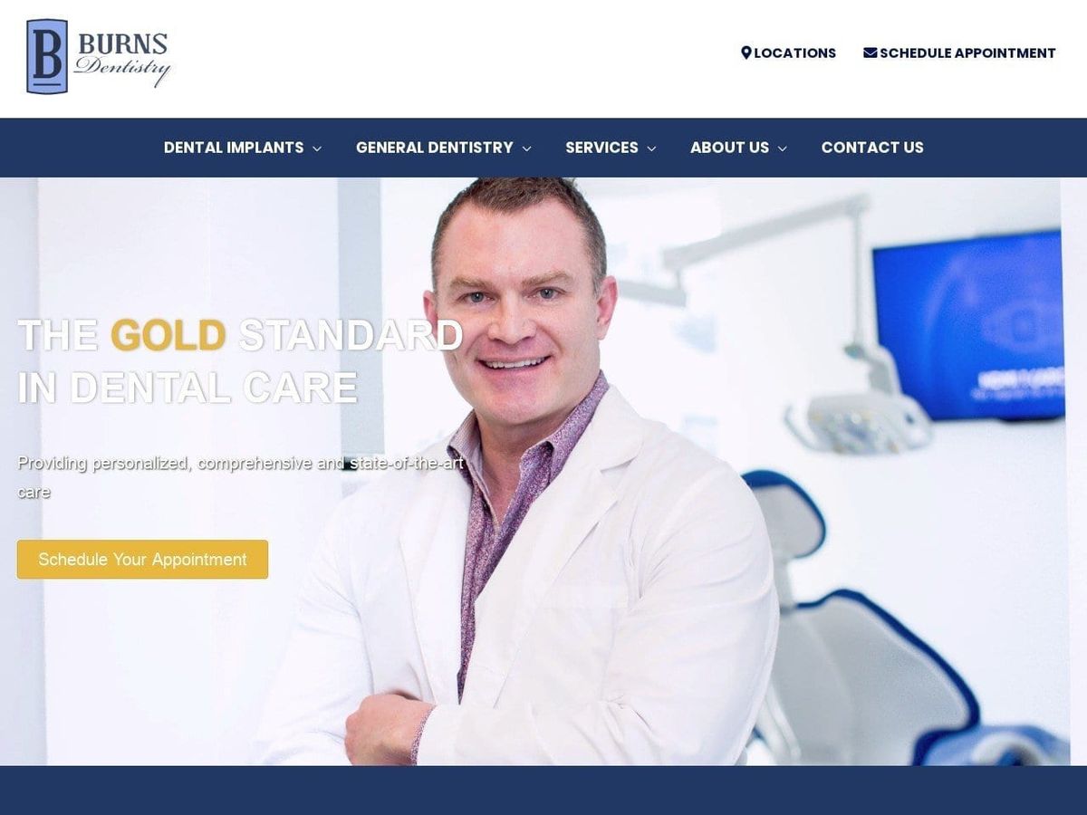 Burns Aesthetic Dentist Website Screenshot from burnsdentistry.com