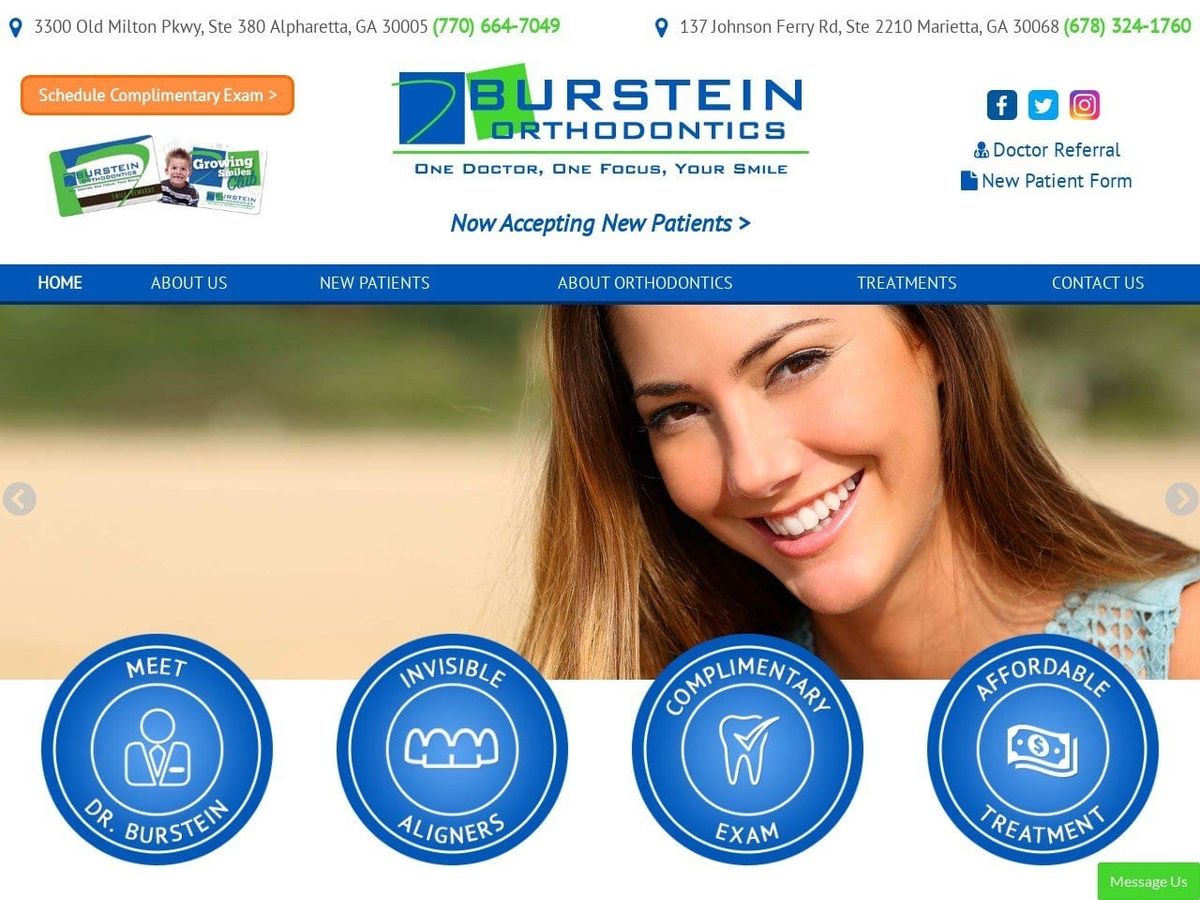 Burstein Daniel DDS Website Screenshot from bursteinorthodontics.com