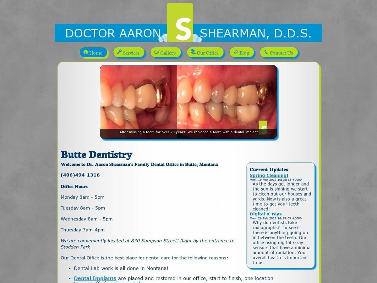 Bellecreeke Dentist Website Screenshot from buttedentistry.com