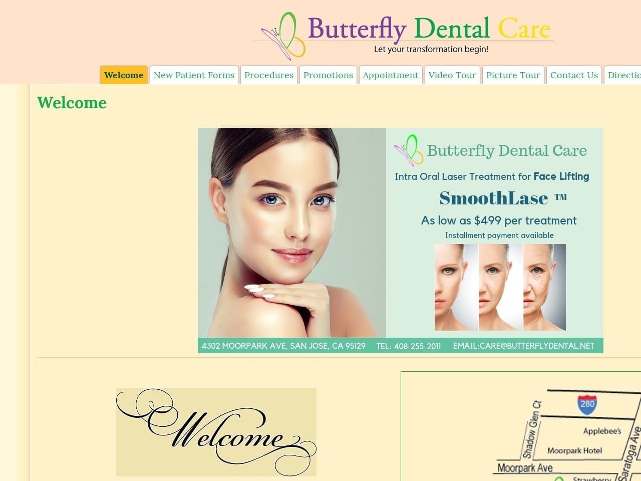 Butterfly Dental Care Website Screenshot from butterflydental.net