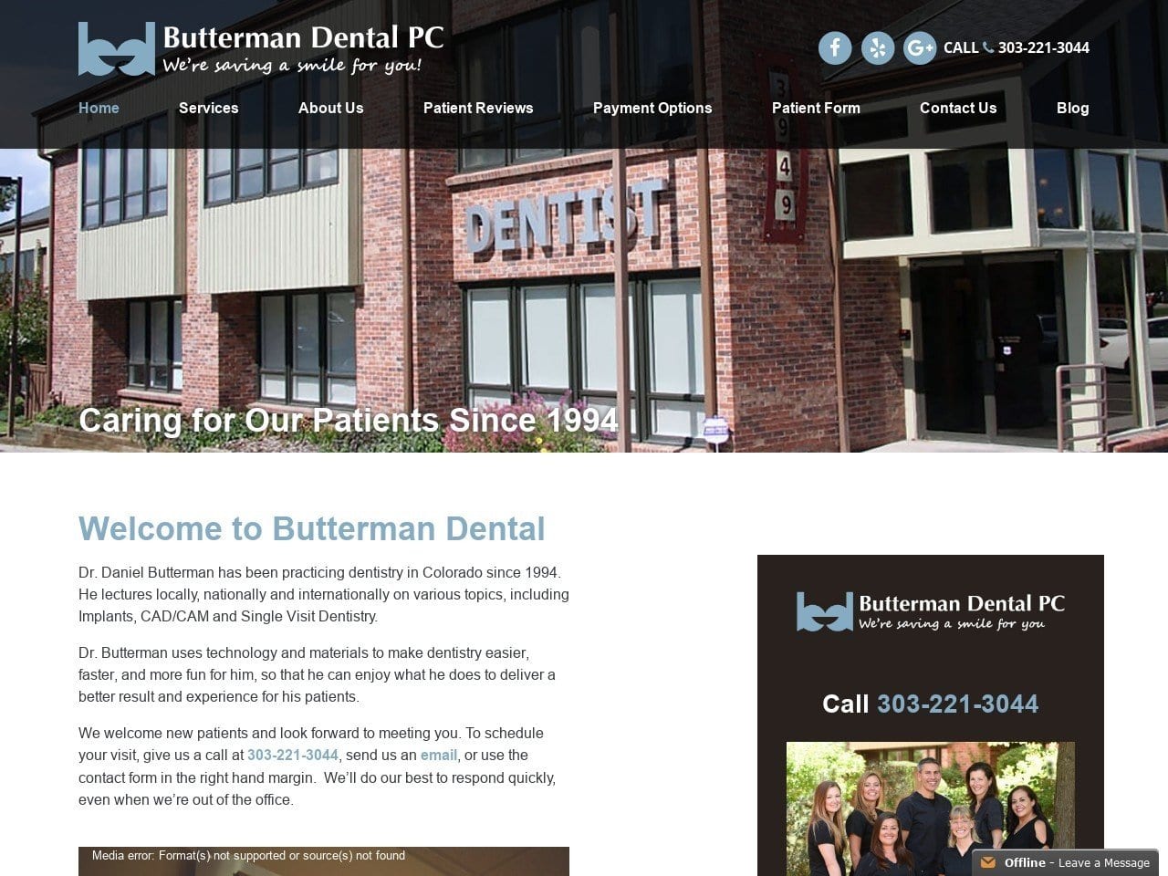 Butterman Dental PC Website Screenshot from buttermandental.com