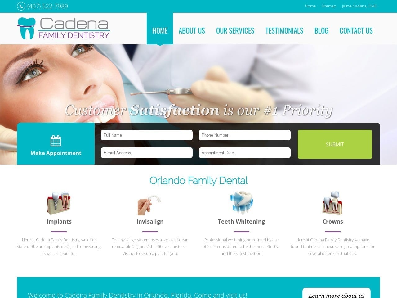 Cadena Family Dentistry Website Screenshot from cadenafamilydentistry.com