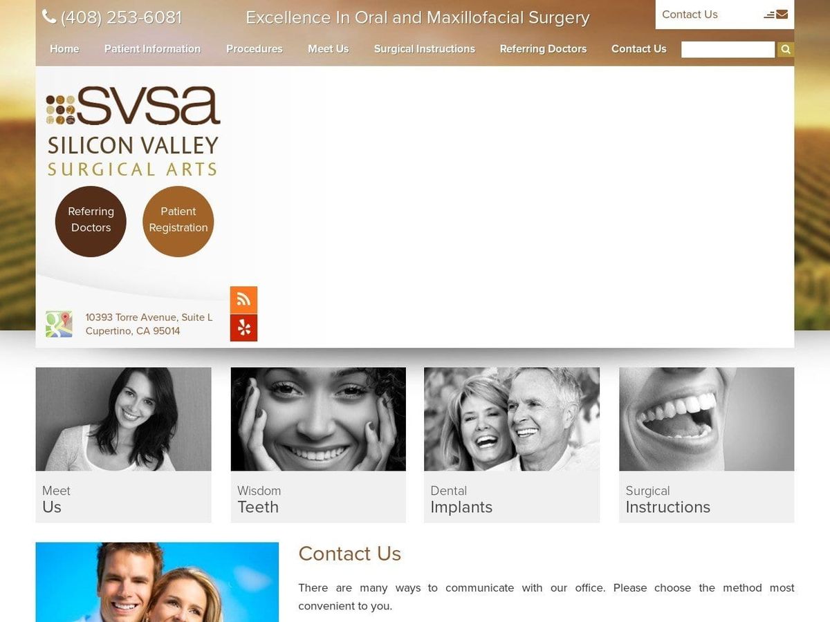 Silicon Valley Surgical Arts Website Screenshot from caface.com