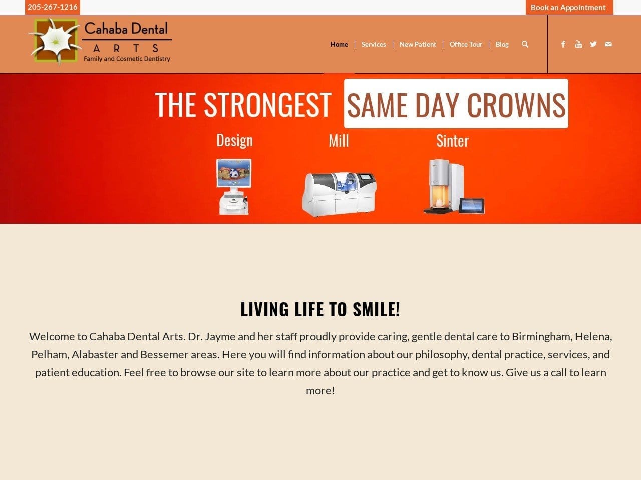 Cahaba Dental Arts Website Screenshot from cahabadentalarts.com