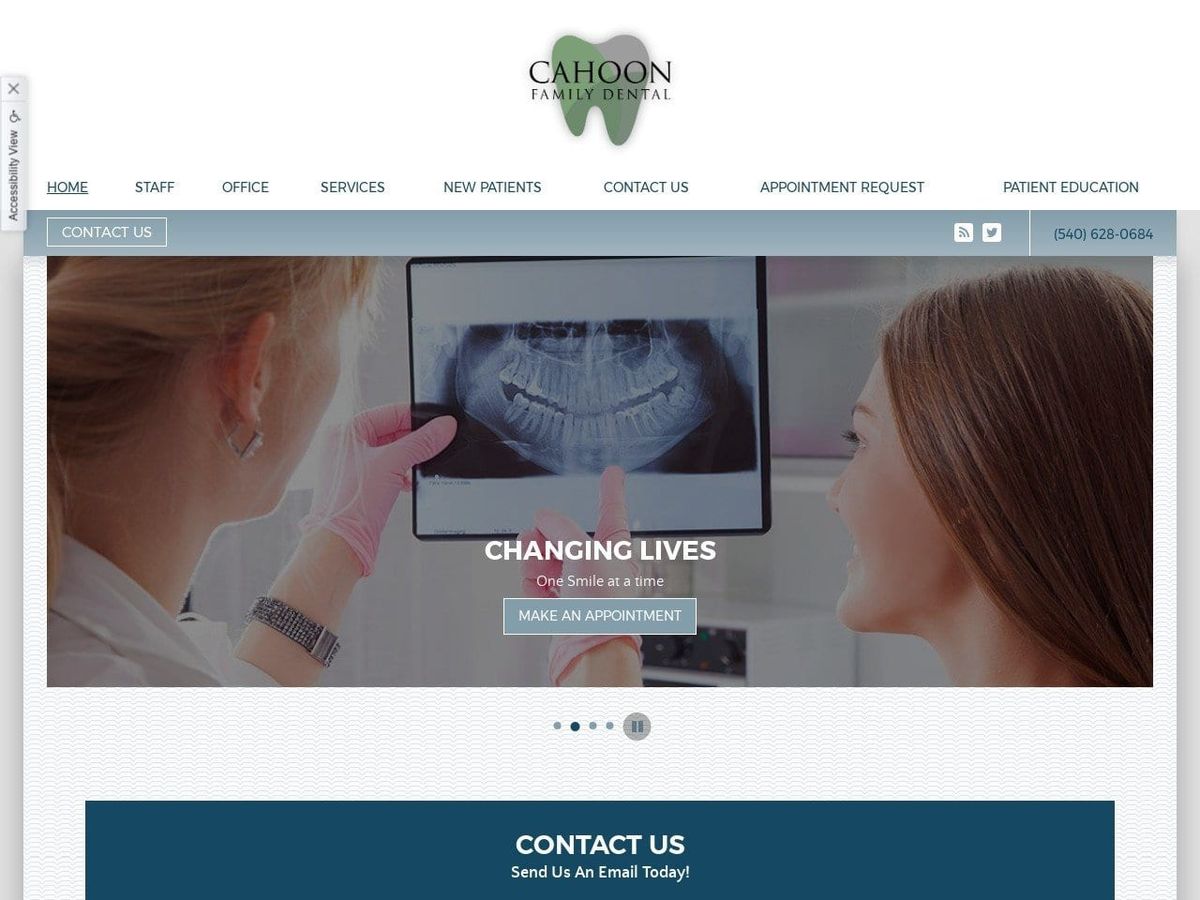 Cahoon Family Dental Website Screenshot from cahoonfamilydental.com